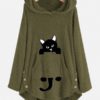 Funny Cat Pocket Overhead Fleece Hoodies - Image 3