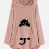 Funny Cat Pocket Overhead Fleece Hoodies - Image 4
