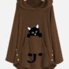 Funny Cat Pocket Overhead Fleece Hoodies