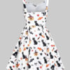 Vintage1950s Halloween Straps Neck Buttons Swing Dress - Image 4