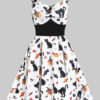 Vintage1950s Halloween Straps Neck Buttons Swing Dress