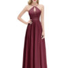 Halter Neck A Line Sleeveless Floor Length Zipper Lace Wedding Party Bridesmaid Dresses