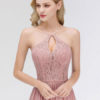Halter Neck A Line Sleeveless Floor Length Zipper Lace Wedding Party Bridesmaid Dresses - Image 5