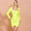 Irregular Neck Long Sleeve Sexy Elegant Mini Dress - Image 2