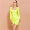 Irregular Neck Long Sleeve Sexy Elegant Mini Dress - Image 3