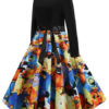 Jewel Neck Long Sleeves Printed Vintage Dress - Image 2