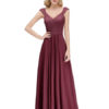 Lace A Line V Neck Short Sleeve Floor Length Wedding Party Bridesmaid Dresses