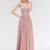 Lace A Line V Neck Short Sleeve Floor Length Wedding Party Bridesmaid Dresses - Image 2