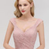 Lace A Line V Neck Short Sleeve Floor Length Wedding Party Bridesmaid Dresses - Image 5