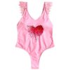 Lace Applique Plunge High Leg Valentine Swimsuit - Image 2