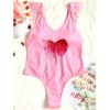 Lace Applique Plunge High Leg Valentine Swimsuit