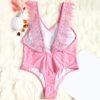 Lace Applique Plunge High Leg Valentine Swimsuit - Image 3
