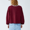 Logo Letters Stripe Rib Knit Cuff Long Sleeve Pullover Sweatshirt - Image 2