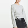 Long Sleeve Round Neck Tie Waist Pullover Sweatshirt