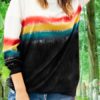 Long Sleeve Sweatshirts Ombre Women Oversized Casual Top