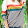 Long Sleeve Sweatshirts Ombre Women Oversized Casual Top - Image 5