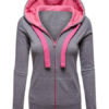 Long Sleeve Two Tone Zip Up Hoodie Jacket