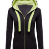 Long Sleeve Two Tone Zip Up Hoodie Jacket - Image 5