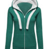 Long Sleeve Two Tone Zip Up Hoodie Jacket - Image 6