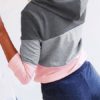 Long Sleeves Color Block Hooded Sweatshirt - Image 2