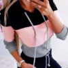 Long Sleeves Color Block Hooded Sweatshirt - Image 3