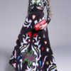Long Sleeves Floral Print Crewneck Layered Floor Maxi Dress