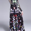 Long Sleeves Floral Print Crewneck Layered Floor Maxi Dress - Image 2