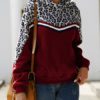 Long Sleeves Leopard Print Hooded Sweatshirt - Image 4