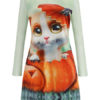 Long Sleeves Printed Jewel Neck Vintage Dress
