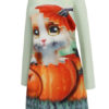 Long Sleeves Printed Jewel Neck Vintage Dress - Image 2