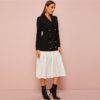 Notched Collar Double Breasted Midi Blazer Elegant Dress - Image 4
