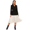 Notched Collar Double Breasted Midi Blazer Elegant Dress - Image 5