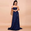 Off Shoulder Sexy Elegant High Split Backless Maxi Dress - Image 3