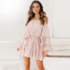Off Shoulder Tassel Ruffles Mini Dress - Image 3