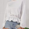 Outerwear Long Sleeves Ruffles Sweatshirt