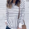 Outerwear Long Sleeves Stripes Sweatshirt