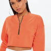 Oversized Half Zip Long Sleeve Cropped Sweatshirt - Image 3