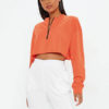 Oversized Half Zip Long Sleeve Cropped Sweatshirt - Image 4