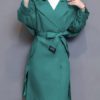 Oversized Trench Coat Turndown Collar Pockets Wrap Coat