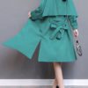 Oversized Trench Coat Turndown Collar Pockets Wrap Coat - Image 3