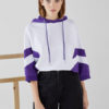 Oversized Two Tone Half Sleeve Pullover Hooded Sweatshirt