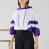 Oversized Two Tone Half Sleeve Pullover Hooded Sweatshirt - Image 3