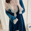 Pajamas Sleepwear Straps Neck Velour Lingerie