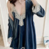 Pajamas Sleepwear Straps Neck Velour Lingerie - Image 3