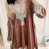Pajamas Sleepwear Straps Neck Velour Lingerie - Image 5