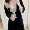 Pajamas Sleepwear Straps Neck Velour Lingerie - Image 6