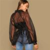 Peplum Organza Lantern Sleeve Ruffle Sexy Blouses - Image 2