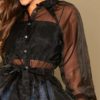 Peplum Organza Lantern Sleeve Ruffle Sexy Blouses - Image 4
