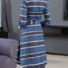 Plaid Coat Turndown Collar Wrap Coat Buttons Casual Coat - Image 2