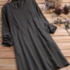 Plaid Long Sleeve Loose Crew Neck Plus Size Vintage Dress - Image 14